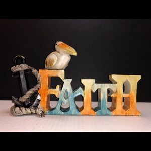 Nautical Figurine Faith With Anchor & Pelican 10”